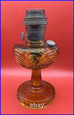 Antique Aladdin Nu-Type MODEL B 55 Amber Glass Washington Drape Oil Lamp