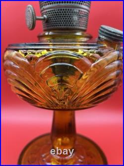 Antique Aladdin Nu-Type MODEL B 55 Amber Glass Washington Drape Oil Lamp