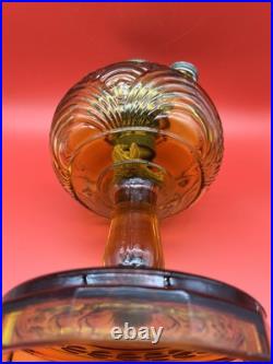 Antique Aladdin Nu-Type MODEL B 55 Amber Glass Washington Drape Oil Lamp
