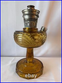 Antique Aladdin Nu-Type MODEL B Amber Glass Washington Drape Oil Lamp With Wick