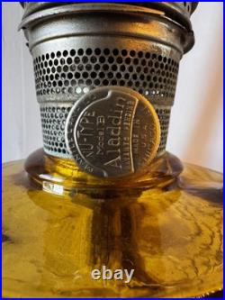 Antique Aladdin Nu-Type MODEL B Amber Glass Washington Drape Oil Lamp With Wick