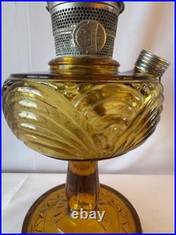 Antique Aladdin Nu-Type MODEL B Amber Glass Washington Drape Oil Lamp With Wick