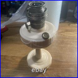 Antique Aladdin Nu-Type Model B Alacite Lincoln Drape Faint Pink Oil Lamp