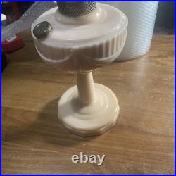 Antique Aladdin Nu-Type Model B Alacite Lincoln Drape Faint Pink Oil Lamp