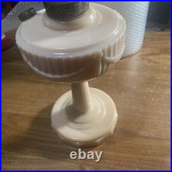 Antique Aladdin Nu-Type Model B Alacite Lincoln Drape Faint Pink Oil Lamp