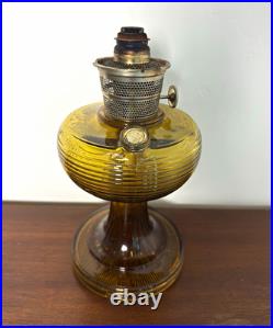 Antique Aladdin Nu-Type Model B Oil/Kerosene Lamp Amber Glass Base Knob Control