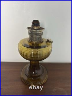 Antique Aladdin Nu-Type Model B Oil/Kerosene Lamp Amber Glass Base Knob Control