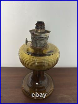 Antique Aladdin Nu-Type Model B Oil/Kerosene Lamp Amber Glass Base Knob Control