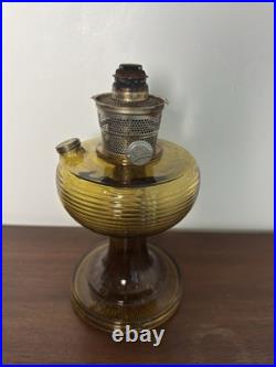 Antique Aladdin Nu-Type Model B Oil/Kerosene Lamp Amber Glass Base Knob Control
