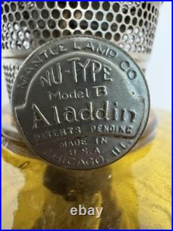 Antique Aladdin Nu-Type Model B Oil/Kerosene Lamp Amber Glass Base Knob Control