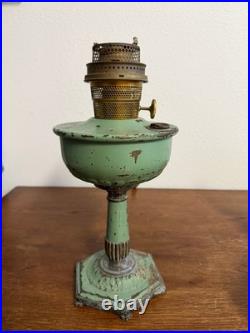 Antique Aladdin Nu-Type Model B Oil Lamp Green Base Kerosene Burner Chicago VTG