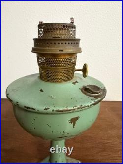 Antique Aladdin Nu-Type Model B Oil Lamp Green Base Kerosene Burner Chicago VTG