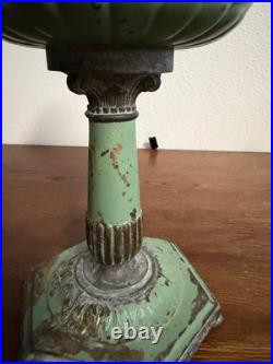 Antique Aladdin Nu-Type Model B Oil Lamp Green Base Kerosene Burner Chicago VTG