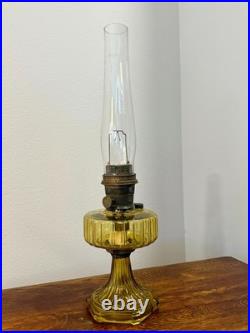 Antique Aladdin Nu-Type Model B Oil Lamp with Chimney, Yellow, 24in, No Cracks