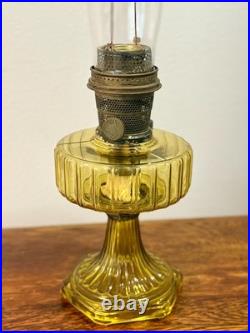 Antique Aladdin Nu-Type Model B Oil Lamp with Chimney, Yellow, 24in, No Cracks