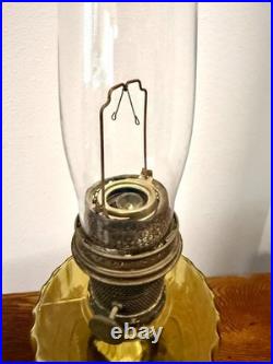 Antique Aladdin Nu-Type Model B Oil Lamp with Chimney, Yellow, 24in, No Cracks
