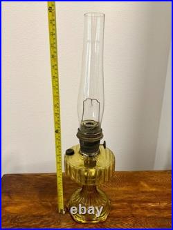 Antique Aladdin Nu-Type Model B Oil Lamp with Chimney, Yellow, 24in, No Cracks