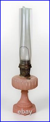 Antique Aladdin Nu-Type Model B Rose (Pink) Moonstone Corinthian Oil Lamp 24