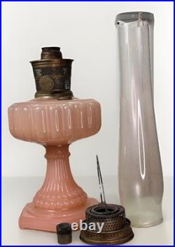 Antique Aladdin Nu-Type Model B Rose (Pink) Moonstone Corinthian Oil Lamp 24