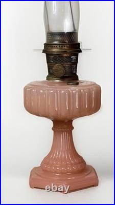 Antique Aladdin Nu-Type Model B Rose (Pink) Moonstone Corinthian Oil Lamp 24