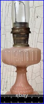 Antique Aladdin Nu-Type Model B Rose (Pink) Moonstone Corinthian Oil Lamp 24