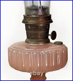 Antique Aladdin Nu-Type Model B Rose (Pink) Moonstone Corinthian Oil Lamp 24