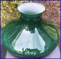 Antique Aladdin Oil Kerosene Lamp Emerald Green CASED GLASS SHADE 10 Fitted