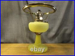 Antique Aladdin Oil Kerosene Lamp Yellow Moonstone Vertique With Shade Vintage