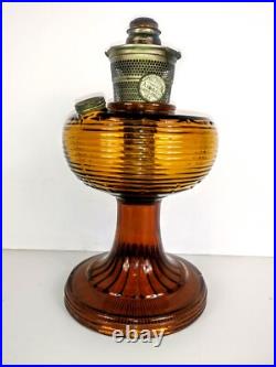 Antique Aladdin Oil Lamp Beehive Amber Glass Wick Model B