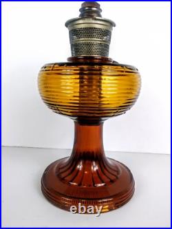 Antique Aladdin Oil Lamp Beehive Amber Glass Wick Model B