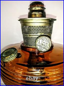 Antique Aladdin Oil Lamp Beehive Amber Glass Wick Model B
