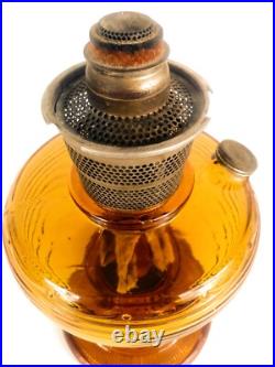 Antique Aladdin Oil Lamp Beehive Amber Glass Wick Model B