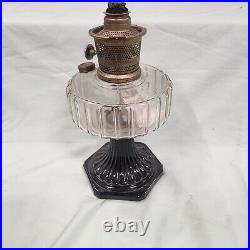 Antique Aladdin Oil Lamp Corinthian Clear Over Black Brass Hardware