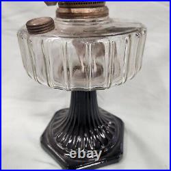 Antique Aladdin Oil Lamp Corinthian Clear Over Black Brass Hardware