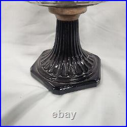 Antique Aladdin Oil Lamp Corinthian Clear Over Black Brass Hardware