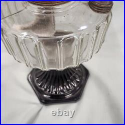 Antique Aladdin Oil Lamp Corinthian Clear Over Black Brass Hardware