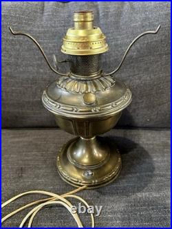 Antique Aladdin Oil Lamp Electric Conversion Brass Mantle Lamp No Shade