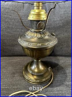 Antique Aladdin Oil Lamp Electric Conversion Brass Mantle Lamp No Shade