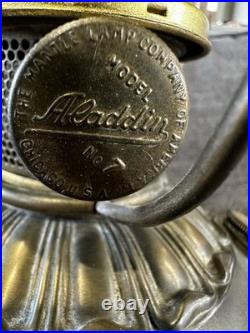 Antique Aladdin Oil Lamp Electric Conversion Brass Mantle Lamp No Shade