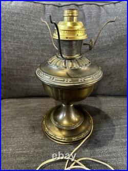 Antique Aladdin Oil Lamp Electric Conversion Brass Mantle Lamp No Shade