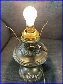 Antique Aladdin Oil Lamp Electric Conversion Brass Mantle Lamp No Shade