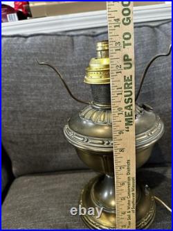 Antique Aladdin Oil Lamp Electric Conversion Brass Mantle Lamp No Shade