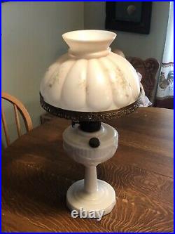 Antique Aladdin Oil Lamp Lincoln Drape Alacite Pale Pink Kerosene Lamp
