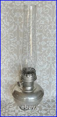 Antique Aladdin Oil Lamp Model #11 Mantle 11 Nickel Finish Pyrex Glass Funnel