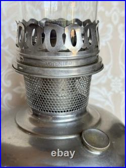 Antique Aladdin Oil Lamp Model #11 Mantle 11 Nickel Finish Pyrex Glass Funnel