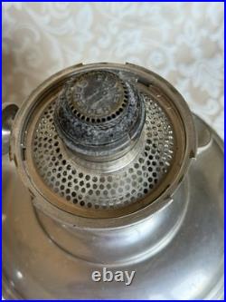 Antique Aladdin Oil Lamp Model #11 Mantle 11 Nickel Finish Pyrex Glass Funnel