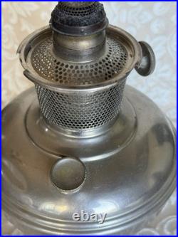 Antique Aladdin Oil Lamp Model #11 Mantle 11 Nickel Finish Pyrex Glass Funnel