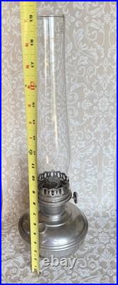 Antique Aladdin Oil Lamp Model #11 Mantle 11 Nickel Finish Pyrex Glass Funnel