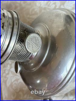 Antique Aladdin Oil Lamp Model #11 Mantle 11 Nickel Finish Pyrex Glass Funnel