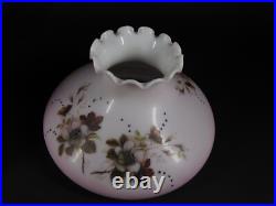 Antique Aladdin Oil Lamp No. 11 w Hurricane & Floral Pink Milk Glass Shade